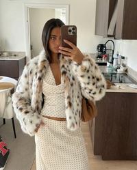 Betsy | Leopard Print Cropped Faux Fur Jacket