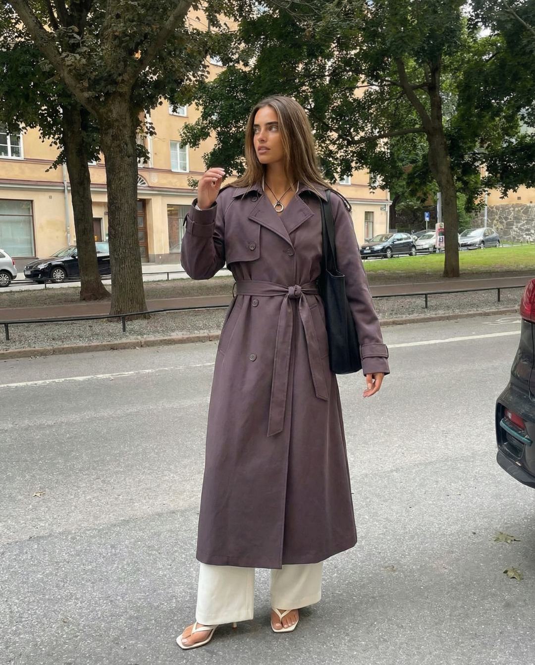 Alicia | Longline Double-Breasted Trench Coat