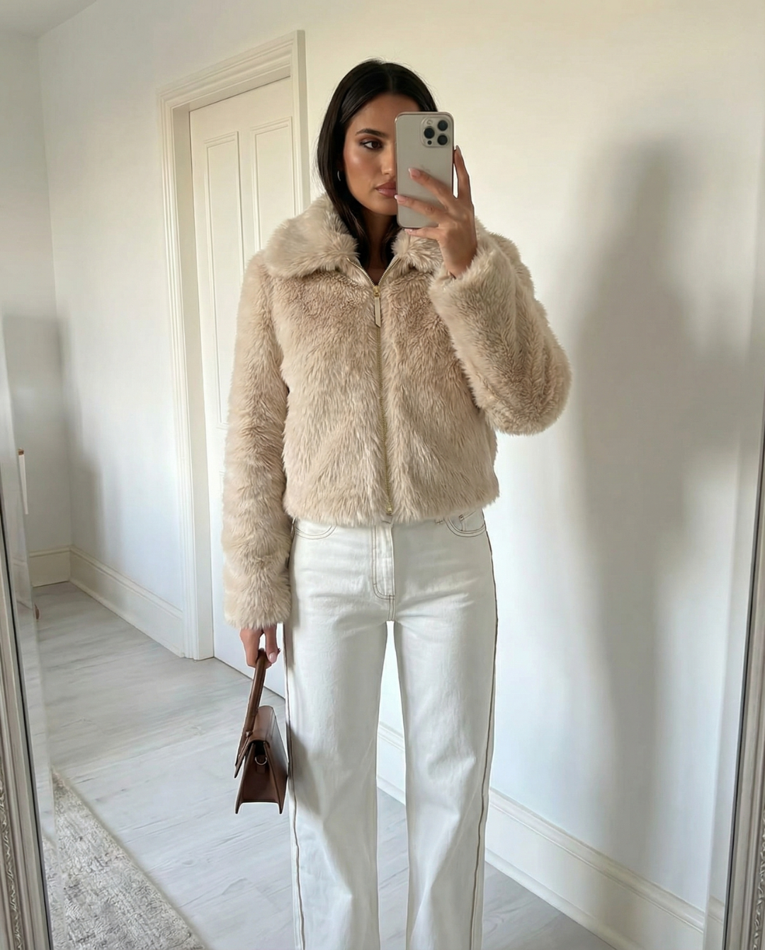 Camilla | Zip-Up Cropped Faux Fur Jacket