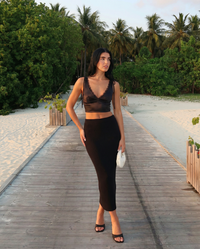 Victoria | Ribbed Knit High-Waisted Bodycon Midi Skirt