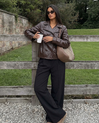 Imogen | Structured Faux Leather Cropped Jacket