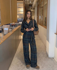 Mila | Satin Cowl Neck Wrap Wide Leg Pants Set