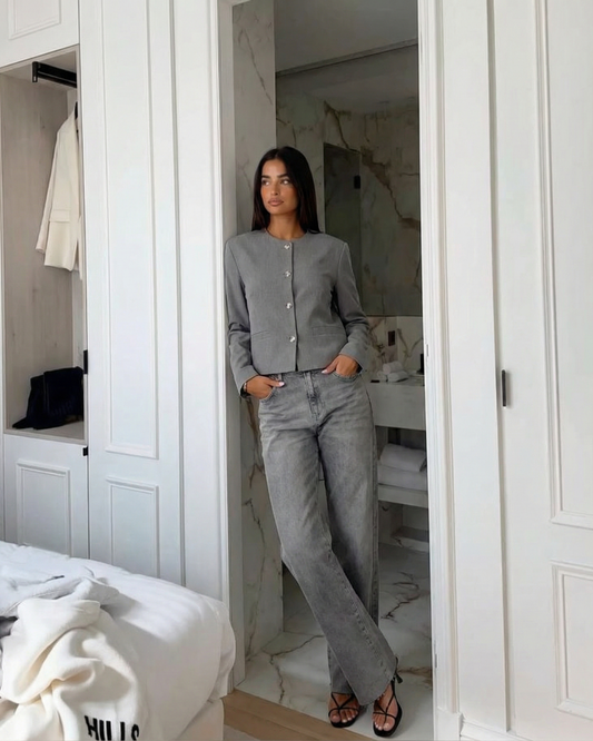 Joss | Smart Casual Cropped Blazer Grey