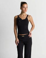 Eloise | Fabric Rose Ribbed Knit Scoop Neck Tank Top