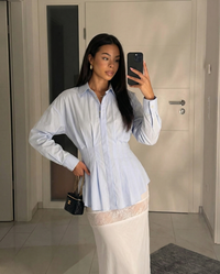 Alicia | Pleated Peplum Cotton Shirt