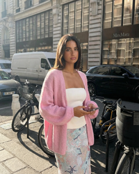 Rosie | Balloon Sleeve Open Front Ribbed Cuff Relaxed Cropped Knit Cardigan