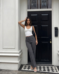 Lily | High-Waist Pressed Crease Tailored Straight-Leg Trousers in Grey