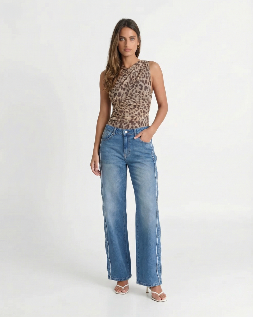 Darcie | Sheer Leopard Print Mesh Cowl Top in 6 Colours