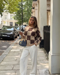 Ailsa | Relaxed Check Knit Top