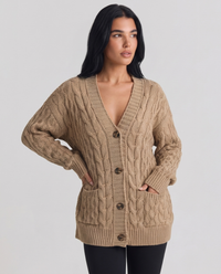 Regine | Women's Oversized Cable Knit Cardigan Khaki