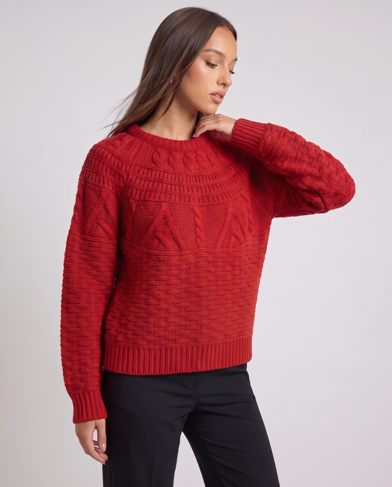 Immacolata | Women's Crewneck Cable Knit Drop Shoulder Jumper