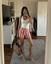 Nina | Vertical Stripe Cotton Shorts with Belt Loops