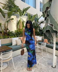 Elodie | Floral Print High Neck Bodycon Maxi Dress