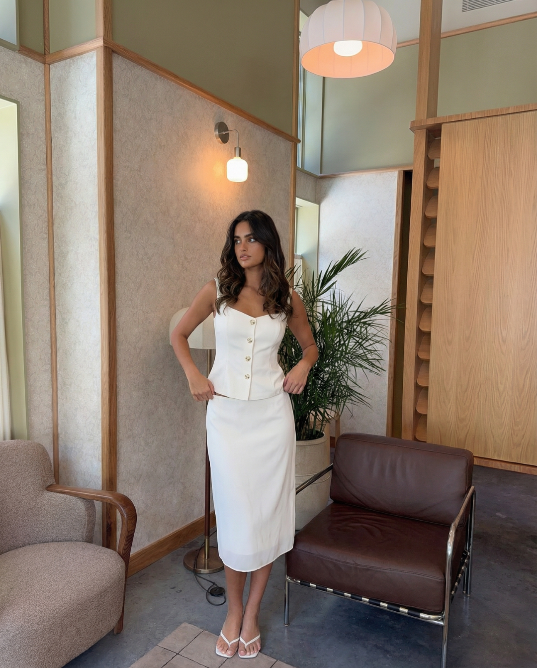 Caitlin | Gold Button Sweetheart Peplum Top