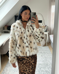 Eva | Animal Print Faux Fur Cropped Jacket