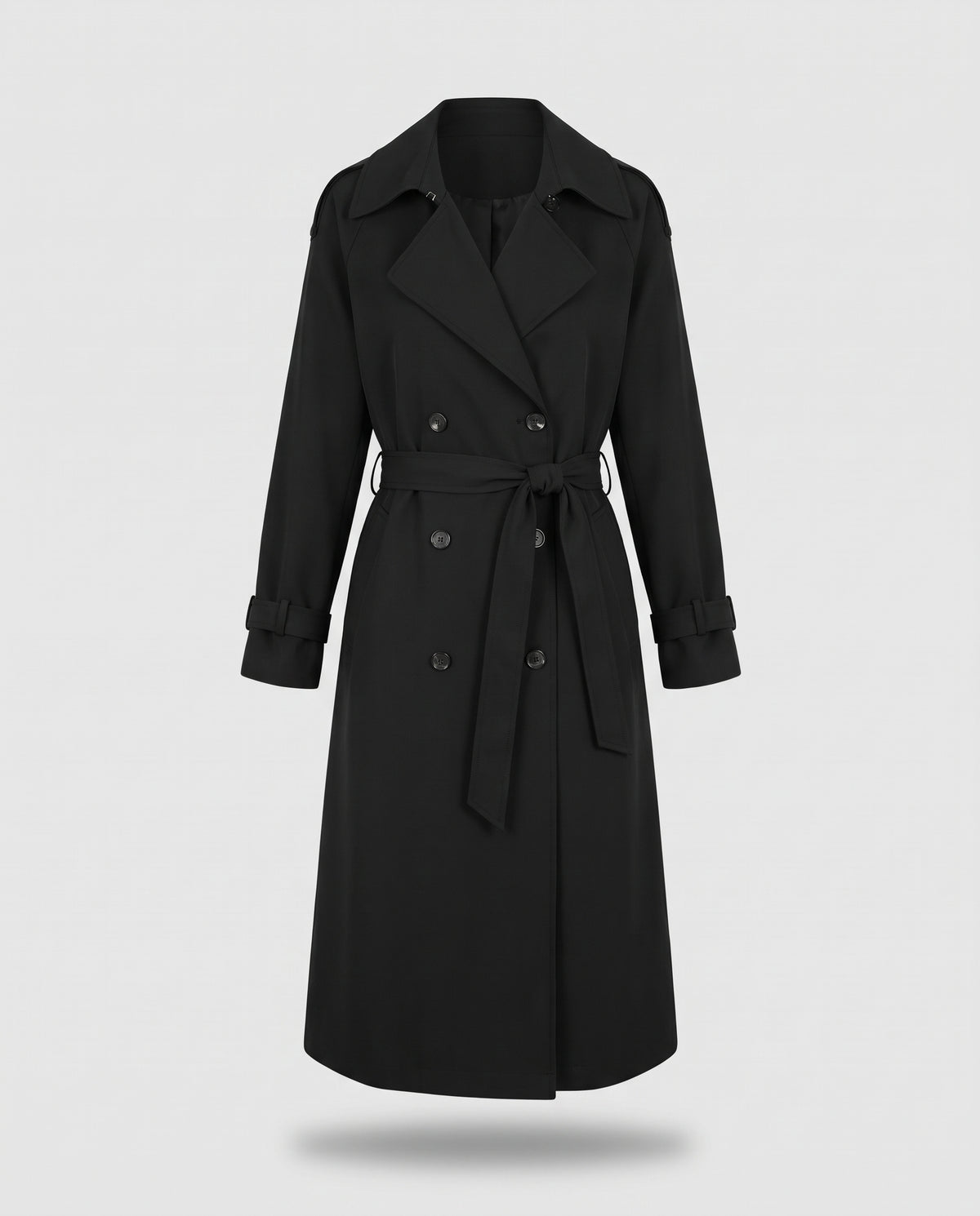 Bridget longline belted trench coat in Black - product only
