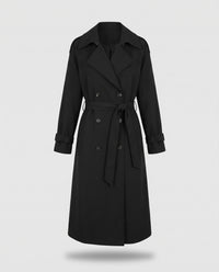 Bridget longline belted trench coat in Black - product only