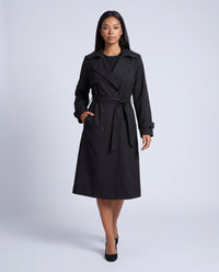 Bridget longline belted trench coat in Black - front