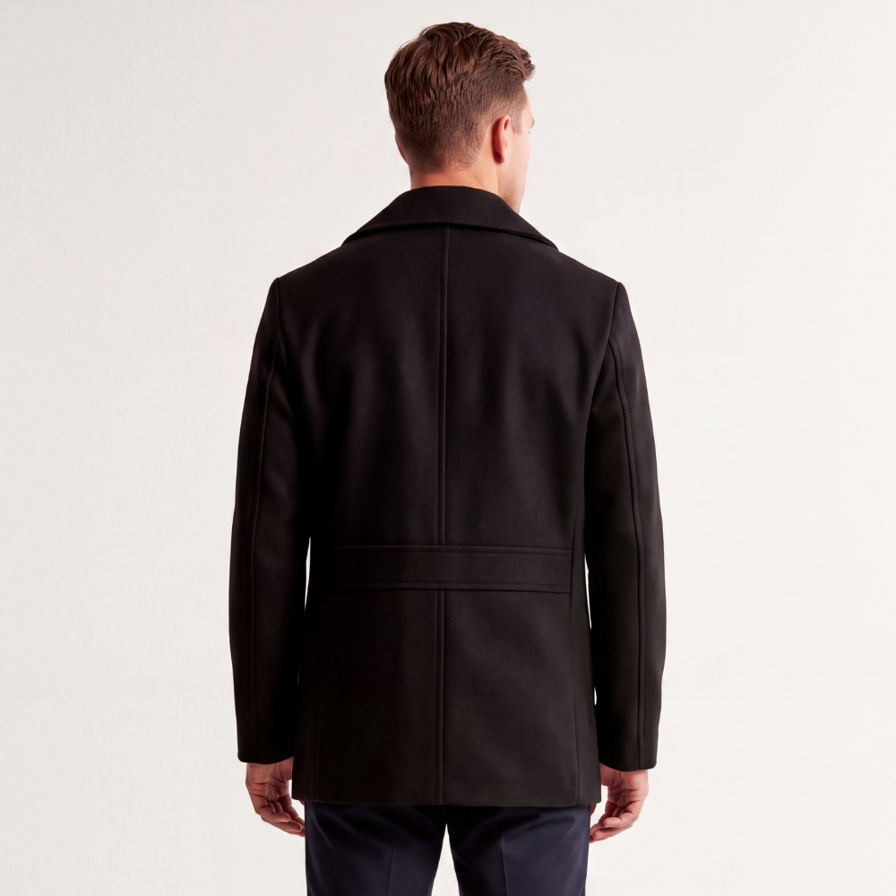 Rhys men's wool pea coat, view 3