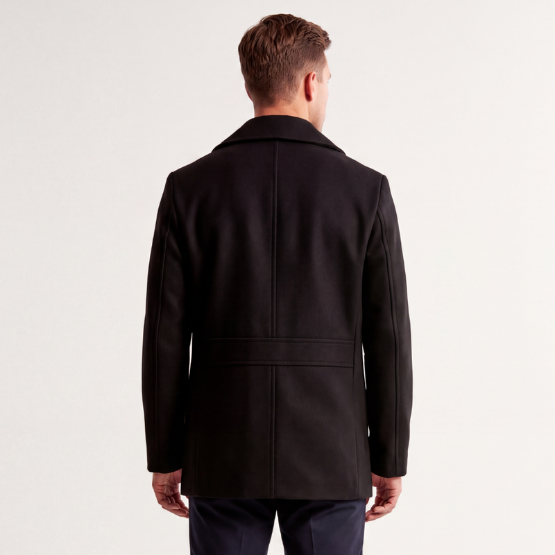 Rhys men's wool pea coat, view 3