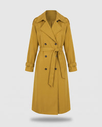 Marlowe longline belted trench coat in Lemon Yellow - product only