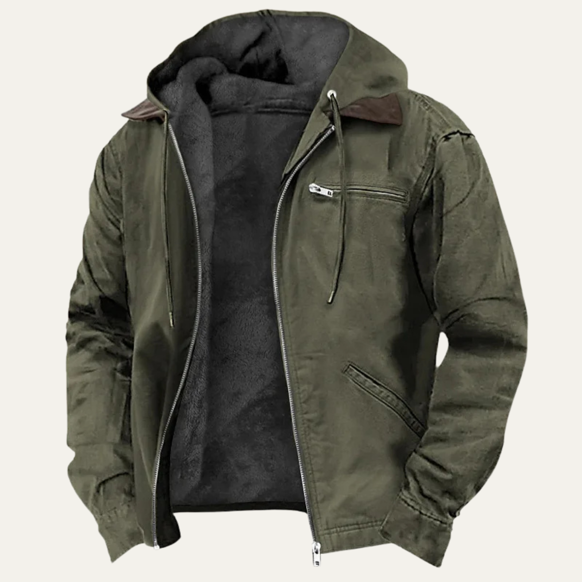 Trafford men's fleece lined windbreaker jacket in Green
