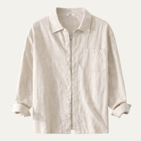 Sterling linen shirt jacket styling detail