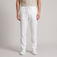 Howard | Men's Lightweight Linen Blend Trousers in White