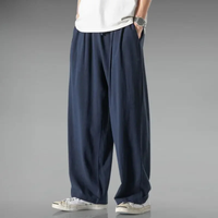 Ronan men's relaxed fit linen trousers in Navy Blue