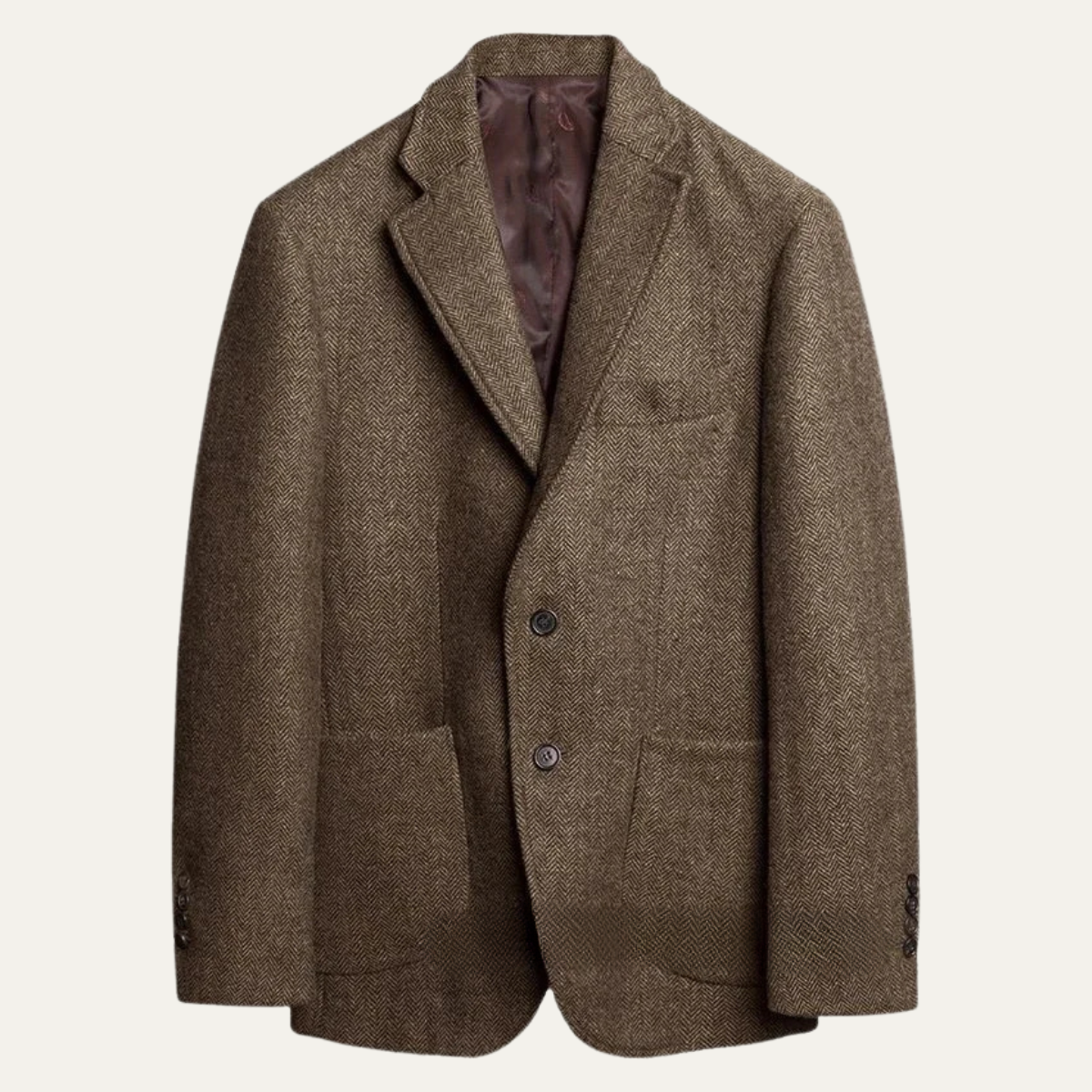 Maddox | Single Breasted Herringbone Wool Tweed Blazer