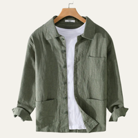 Sterling linen shirt jacket in Green