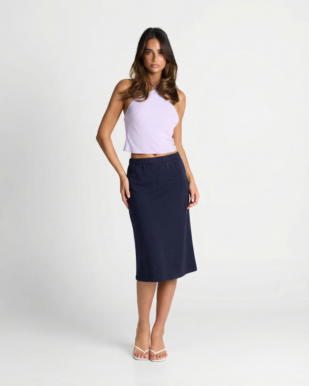 Summer | Elasticated Waist Jersey Midi Skirt