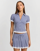 Nina | Gingham Fitted Mini Skirt Co-ord Set