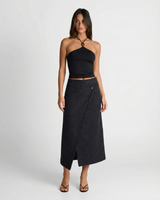 Millie | Jersey Asymmetric Wrap Midi Skirt
