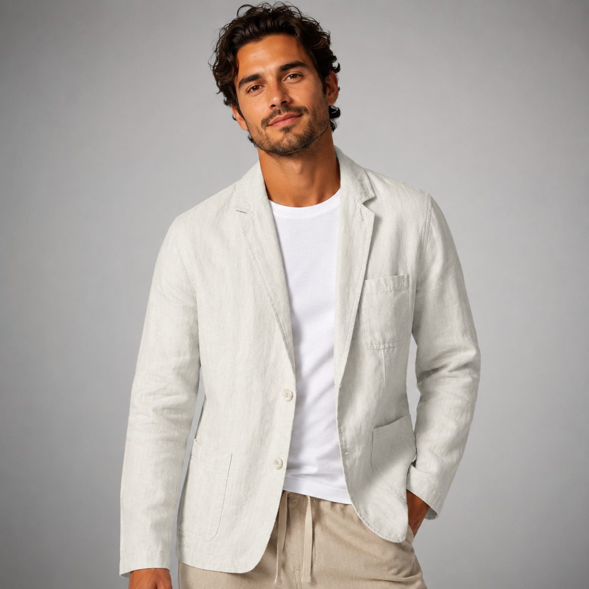 Maximilian summer linen blazer Ivory
