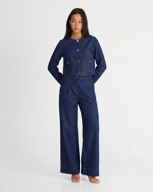 Imogen | Wash Denim Wide Leg Set