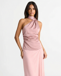 Effie | Ruched Halter Neck Satin Top
