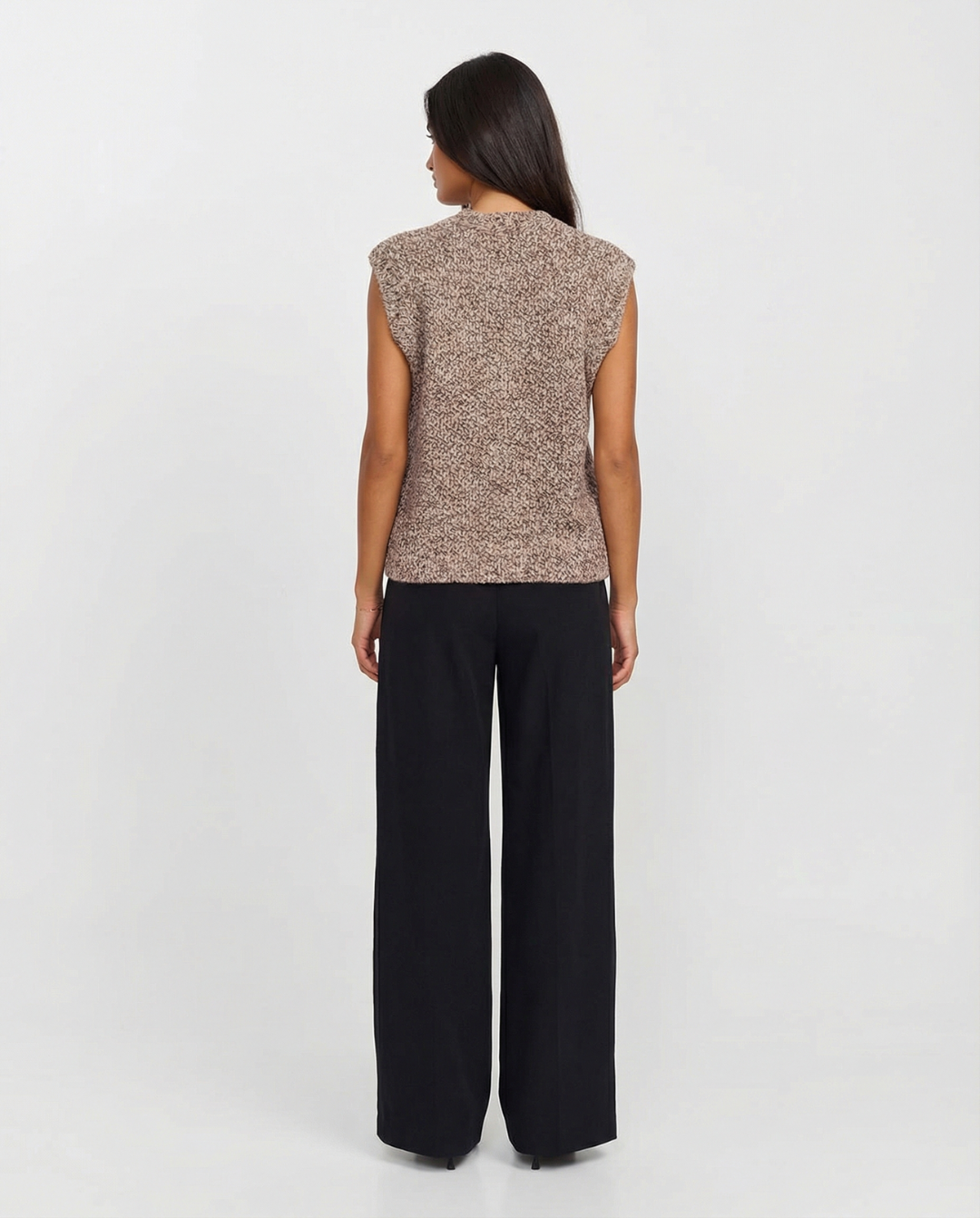 Faye | Textured Button-Front Cropped Knit Vest