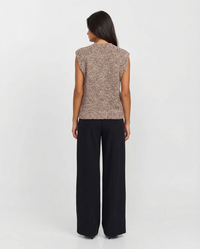 Faye | Textured Button-Front Cropped Knit Vest