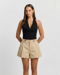 Lexi | High-Waist Deep Pleat A-Line Tailored Shorts