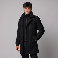 Hexham | Men's Wool Blend Pea Coat Black