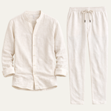Gustav | Linen Blend Shirt and Trousers Two Piece Set