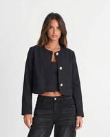 Naomi | Cropped Gold Button Blazer