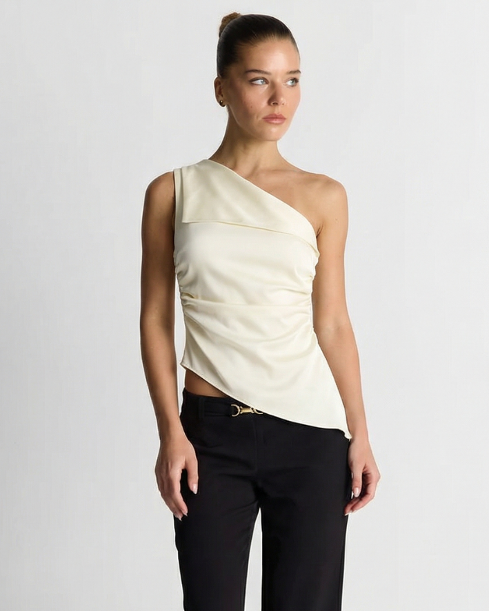 Myla | Satin One Shoulder Ruched Top
