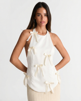 Faye | Bow Detail Open-Back Halter Top