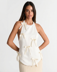 Faye | Bow Detail Open-Back Halter Top
