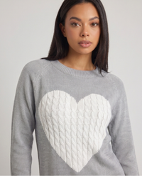 Serafina | Women's Heart Motif Crew Neck Jumper Grey