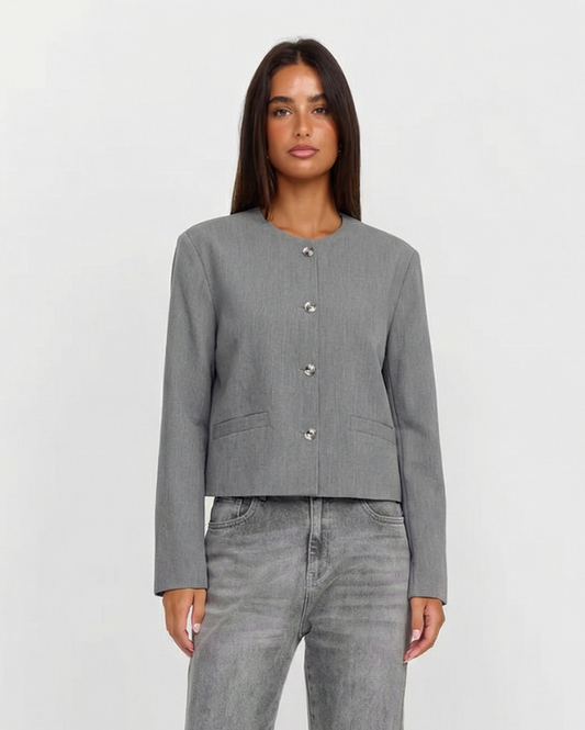 Joss | Smart Casual Cropped Blazer Grey