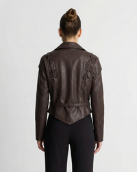 Emilia | Faux Leather Shawl Collar Jacket