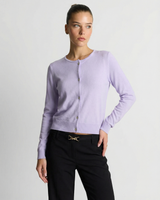 Erin | Crew Neck Button Front Ribbed Lightweight Cropped Cardigan